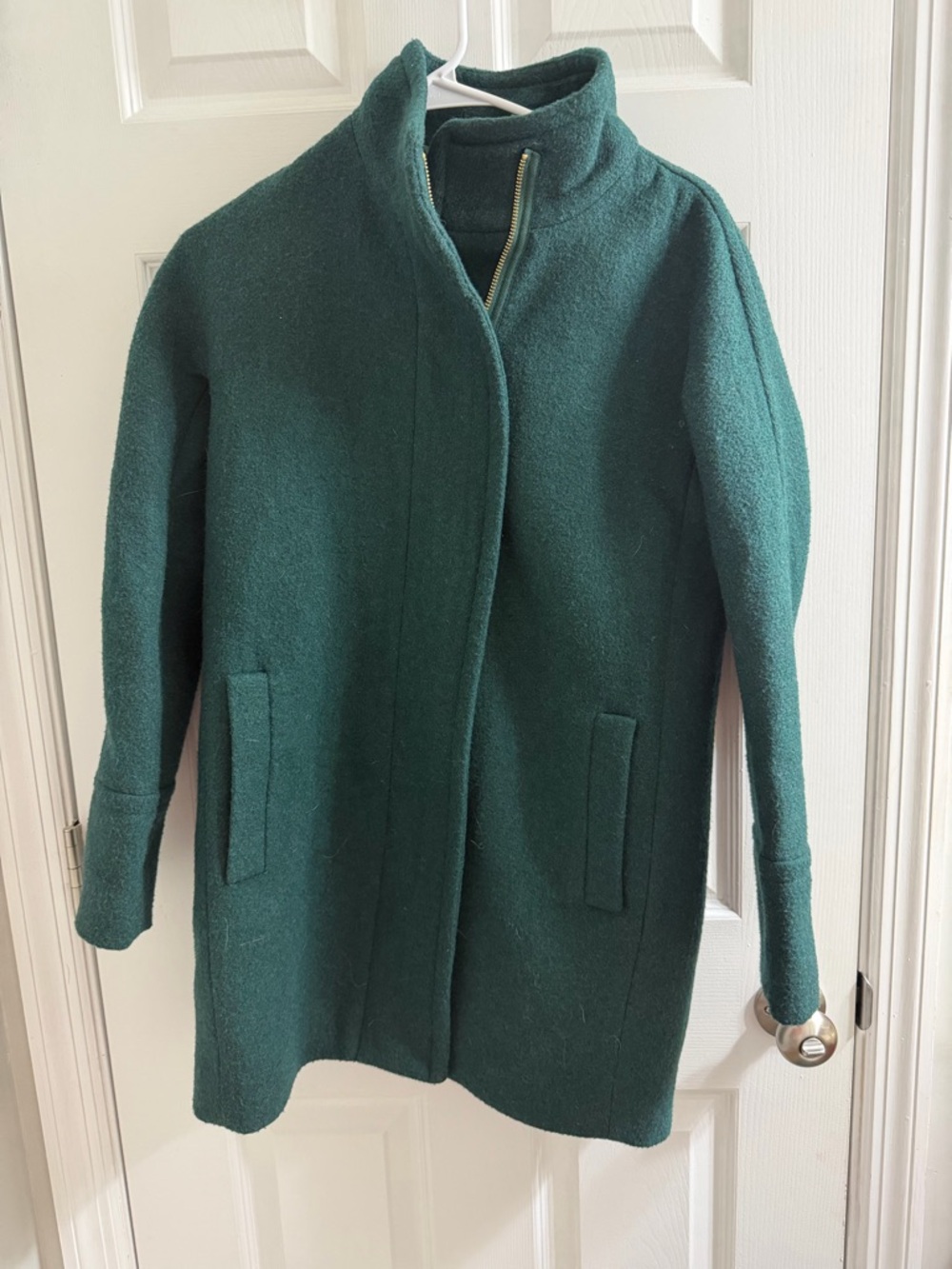 JCREW Dark Green Wool  Zip Coat Size 0